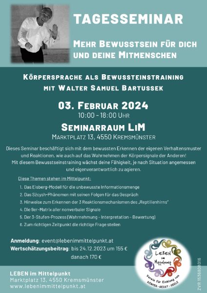 MEHR BEWUSSTSEIN FÜR DICH UND DEINE MITMENSCHEN - Tagesseminar
