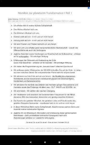 Manifest der planetaren Transformation