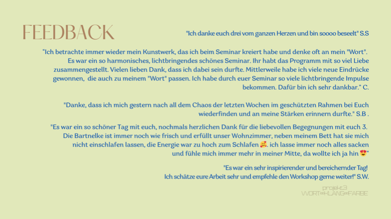 Das weiße Herz präsentiert:  Tagesworkshop "projekt3 WORT KLANG FARBE"