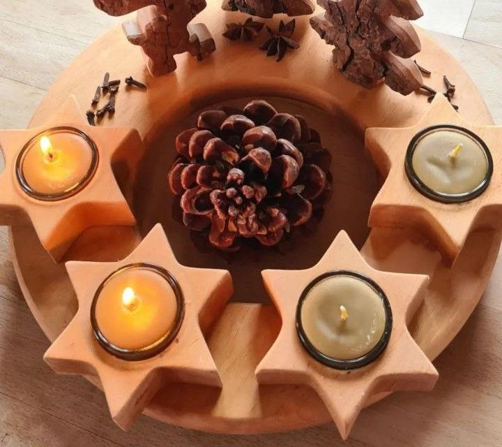 Eva's Adventkranz aus Holz